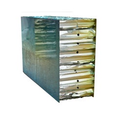 Abstrakte zeitgenössische Aluminium-Skulptur „KN-1959“ in Blau und Grün