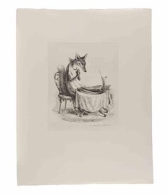 The Fox at Dinner - Lithograph by Paul Weber - 1957