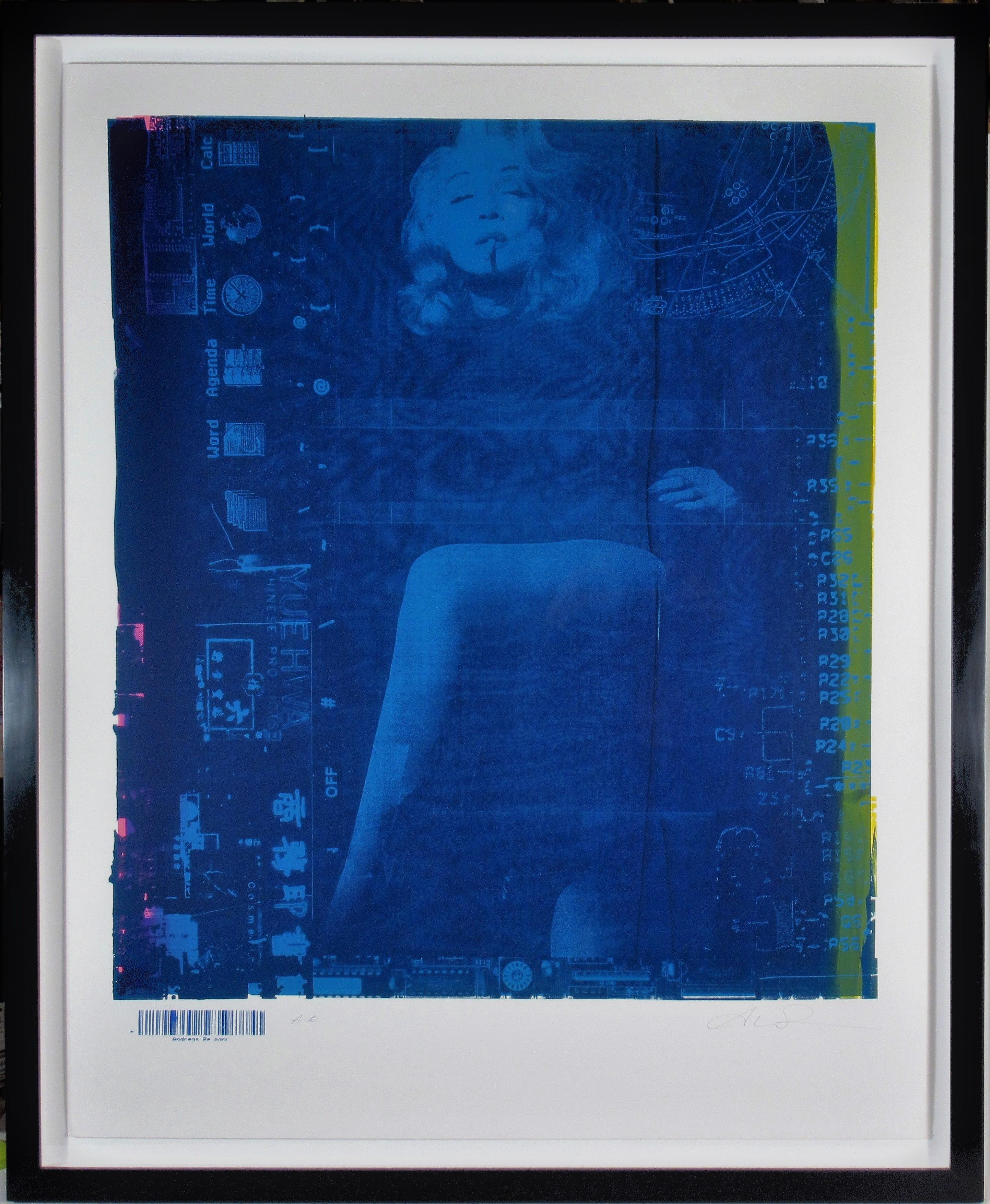 Andreas Reimann Figurative Print - Marlene, Blue Green