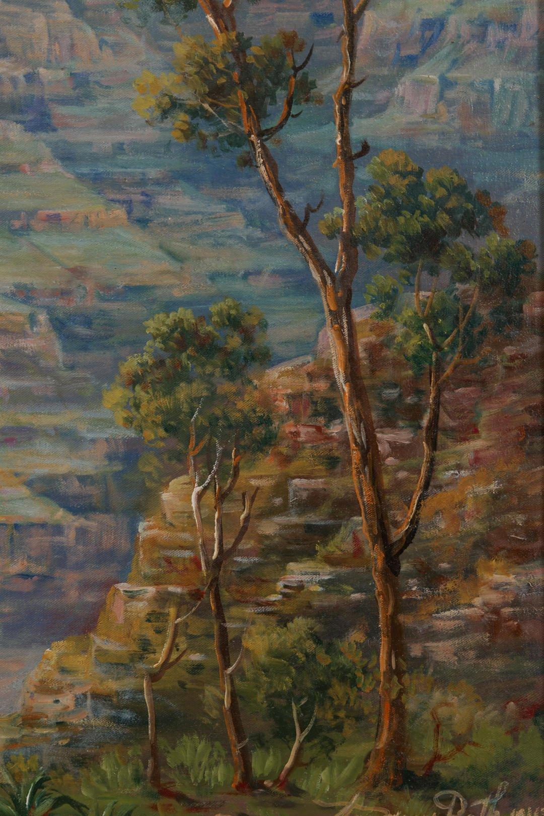 El Gran Cañón, vibrante paisaje occidental de mediados del siglo XX - Landscape Painting Marrón de Andreas Roth