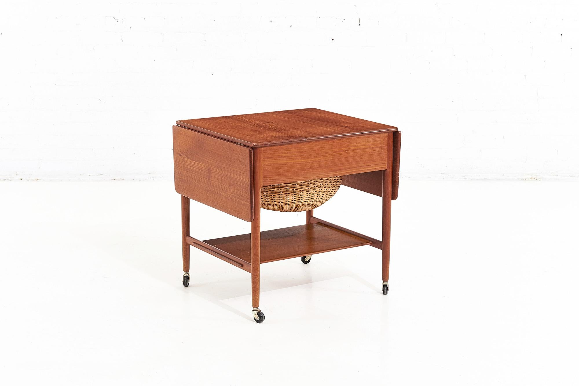 Andreas Tuck for Hans J. Wegner Teak Sewing Table, 1950 In Good Condition In Chicago, IL