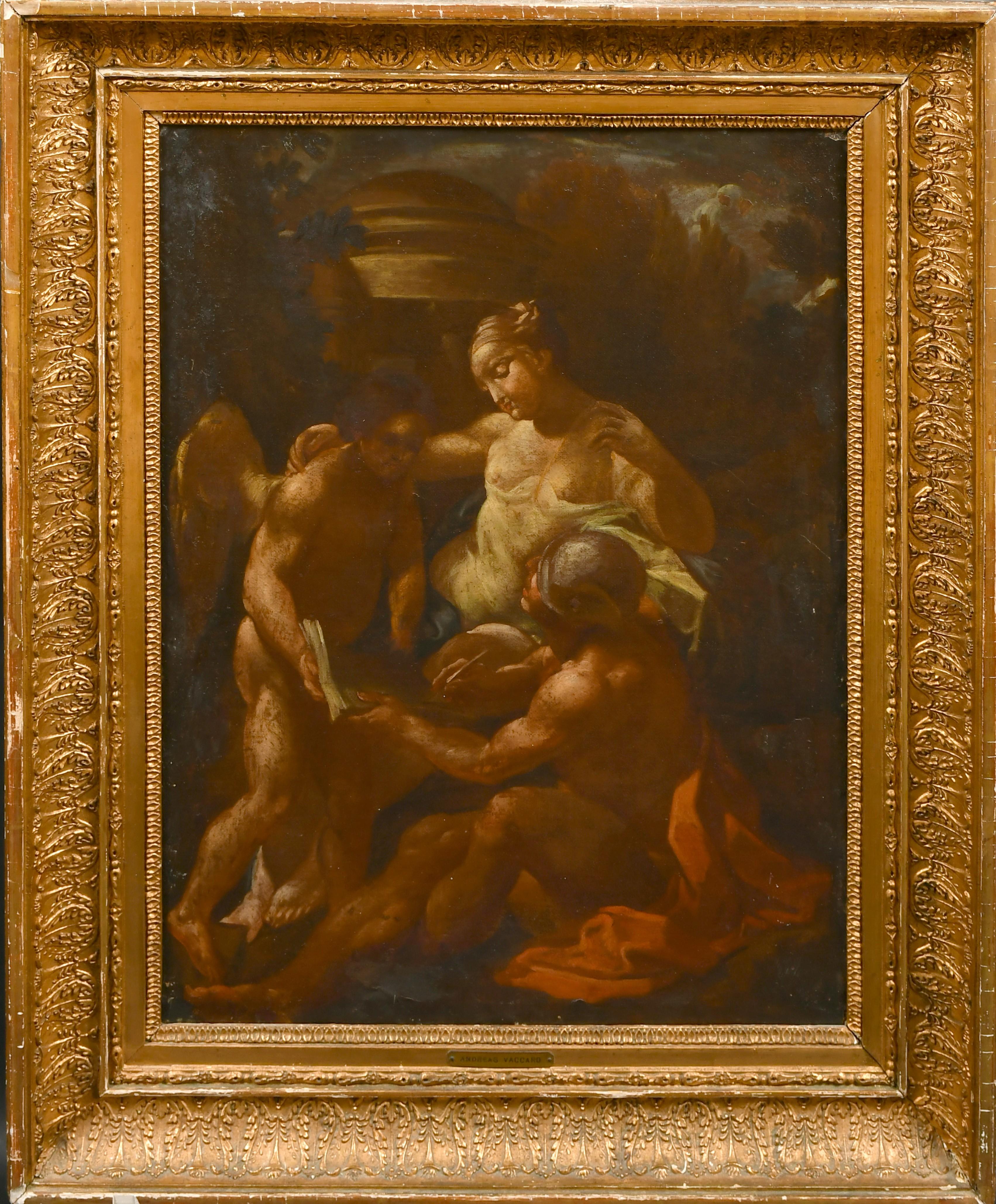 Andreas Vaccaro Nude Painting - Fine 17th Century Italian Old Master Oil Painting Venus with Cupid & Mars