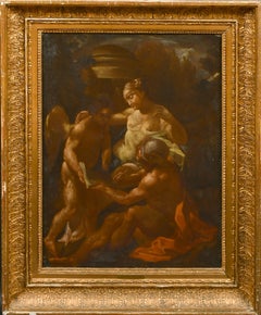 Fine 17th Century Italian Old Master Oil Painting Venus with Cupid & Mars