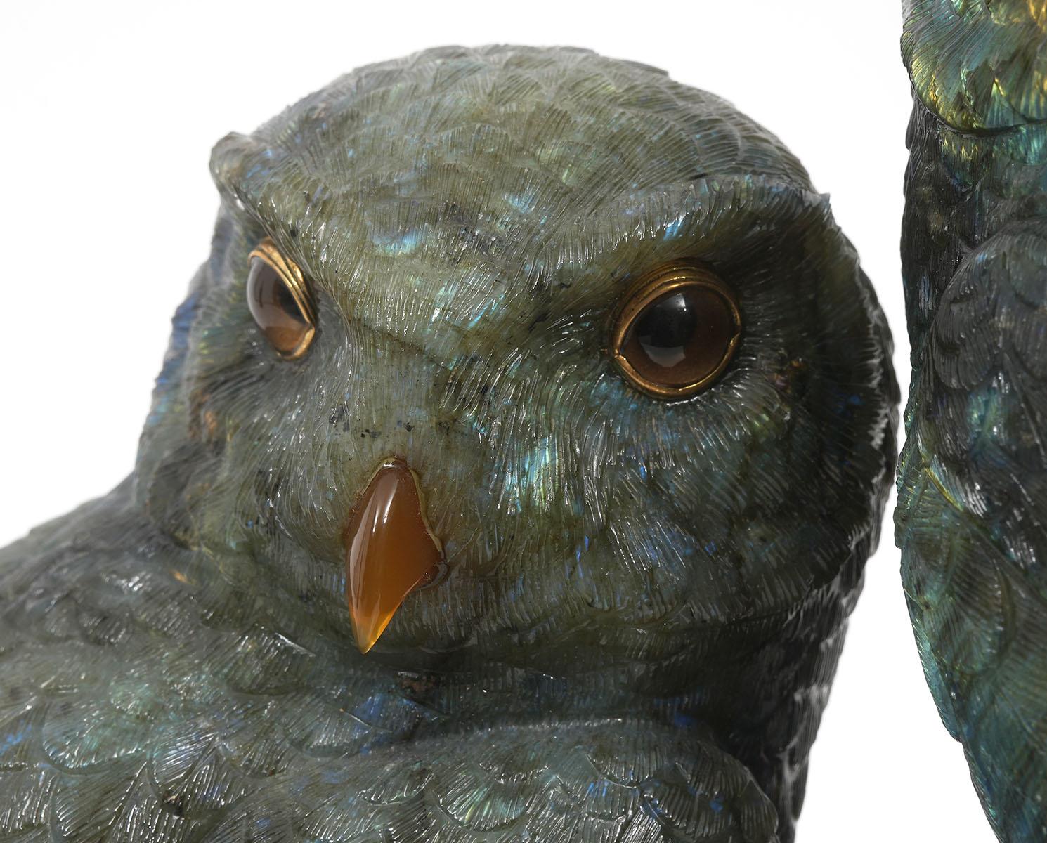 Andreas von Zadora Canadese (Nato nel 1957) Lapidario Scultura in labradorite Pr. Gufi in vendita 3