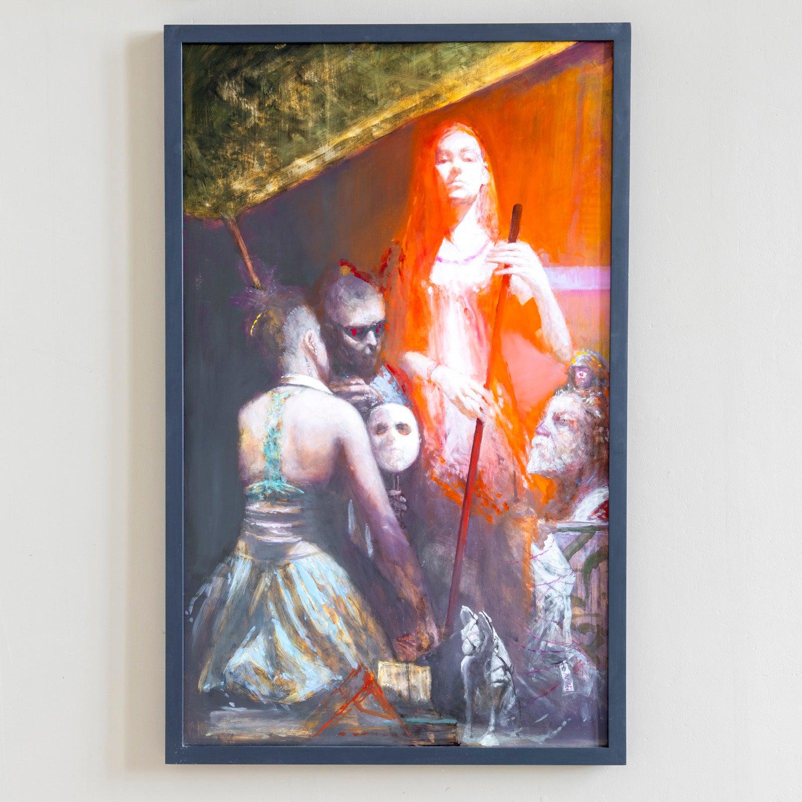 Öl auf Hartfaserplatte
Abmessungen der Leinwand: 147 x 89,5 cm
Monogrammiert und datiert AW'23 unten rechts.
Rückseitig signiert, datiert und betitelt.

Andreas Wachter wurde 1951 in Chemnitz geboren. Er studierte bei Volker Stelzmann und Arno Rink