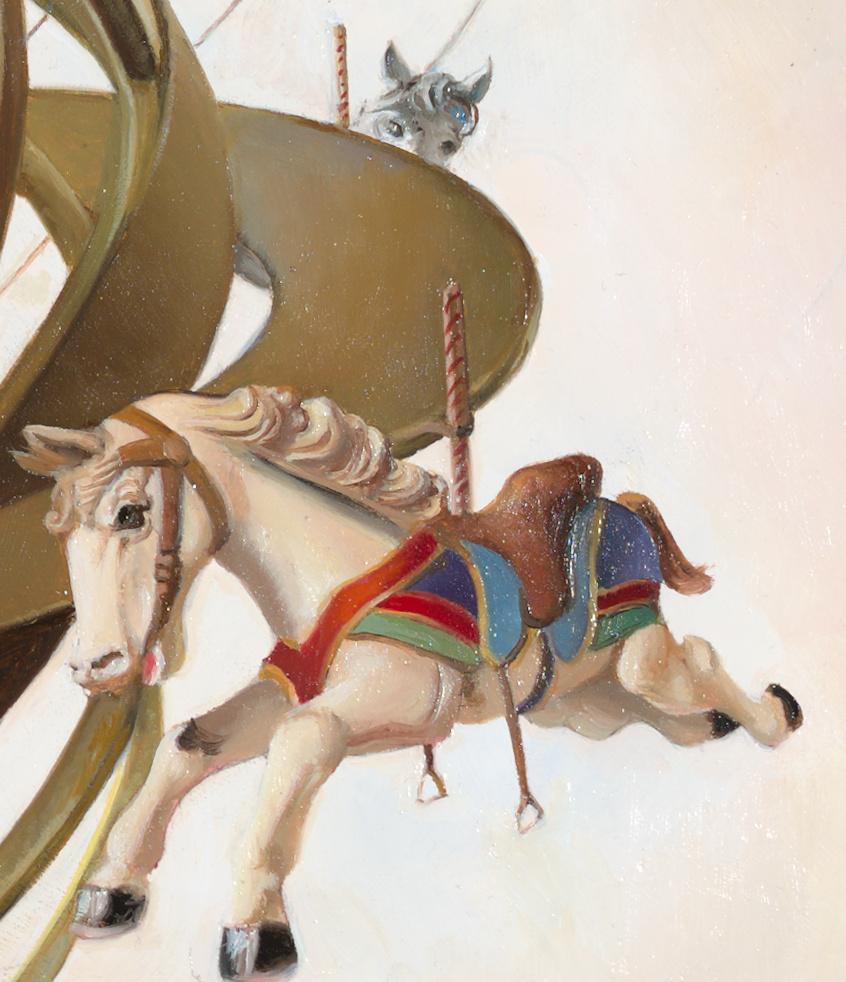“Merry-Go-Round”, Carousel Astrolabe Univers&Humanity Symbolist Oil Painting For Sale 2
