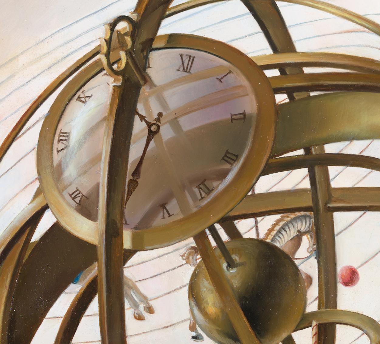 Merry-Go-Round, peinture à l'huile symboliste de l'univers et de l'humanité du chariot Astrolabe en vente 2