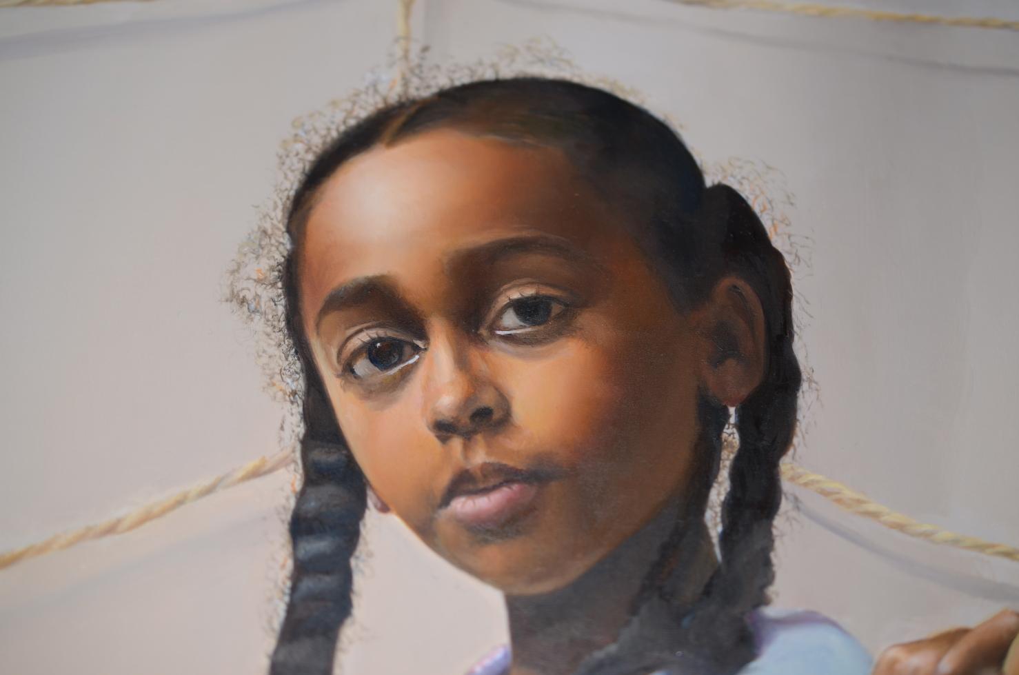 “Our Destiny��”,  Anchor Spider Web Girl Standing on a Rope Symbolist Oil Painting 2