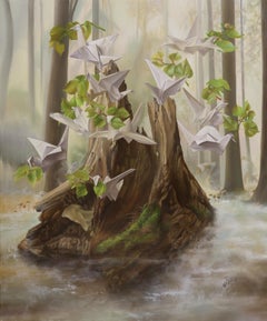 "The Calle of Spring", Symboliste New Life Old Roots Clear Original Oil Painting (peinture à l'huile originale)