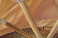 "the Painter's Eye",  Violin, Blue Flower and Brush, Symbolist Oil Painting