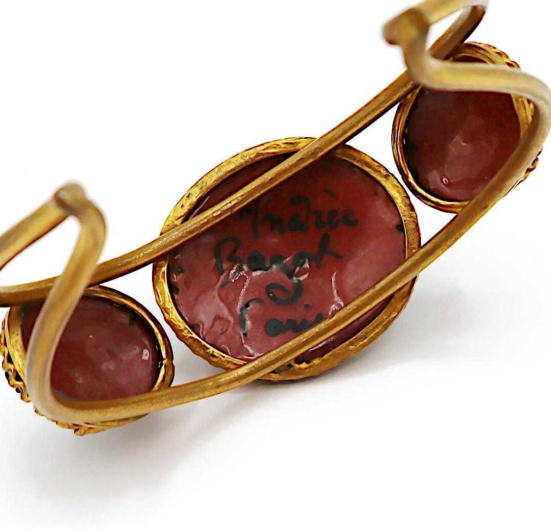 ANDREE BAZOT Paris Bracelet jonc rigide vintage avec cabochons en verre émaillé en vente 9