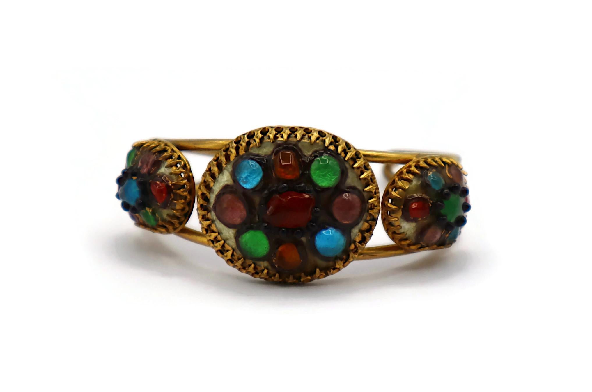ANDREE BAZOT Paris Bracelet jonc rigide vintage avec cabochons en verre émaillé en vente 2