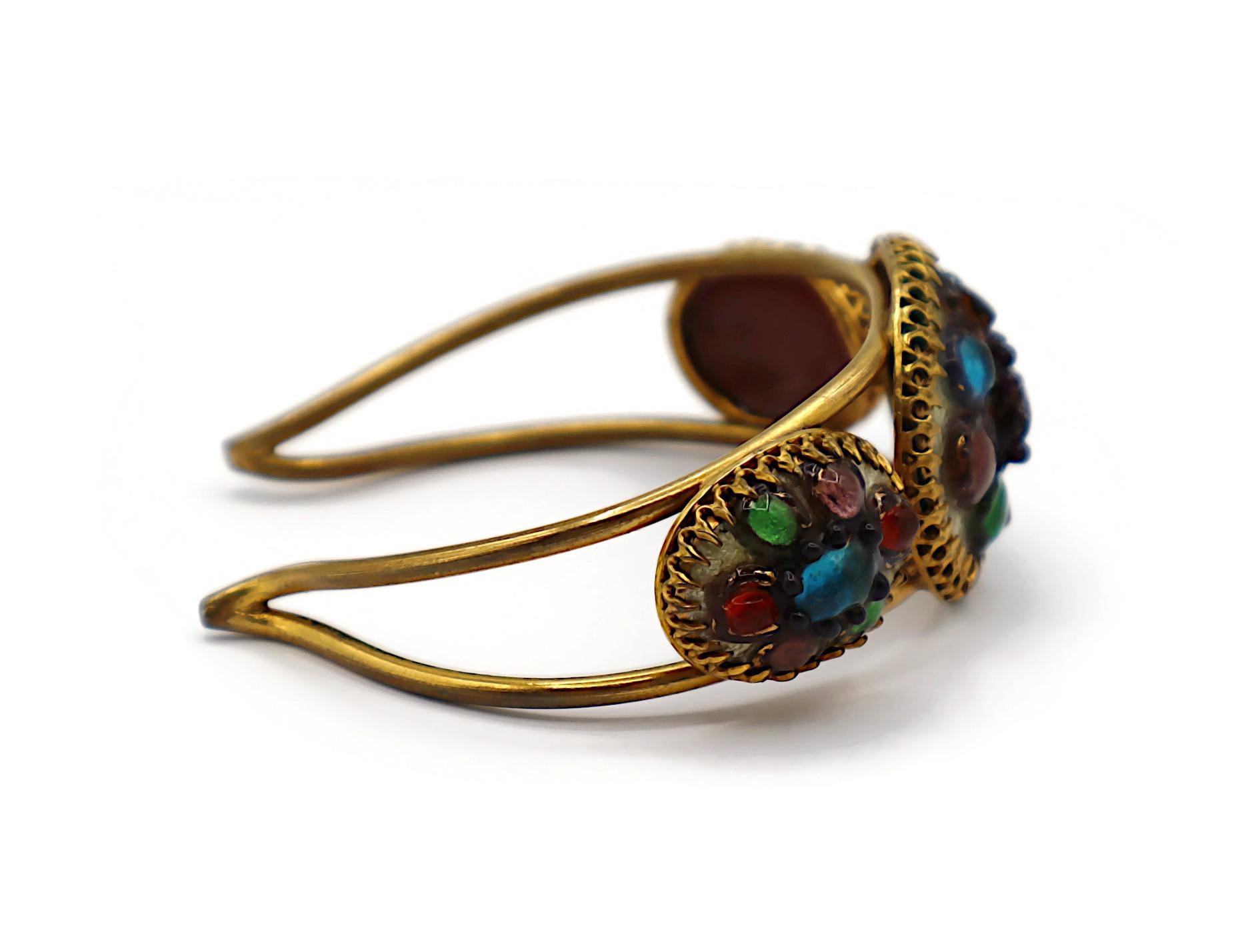 ANDREE BAZOT Paris Bracelet jonc rigide vintage avec cabochons en verre émaillé en vente 3