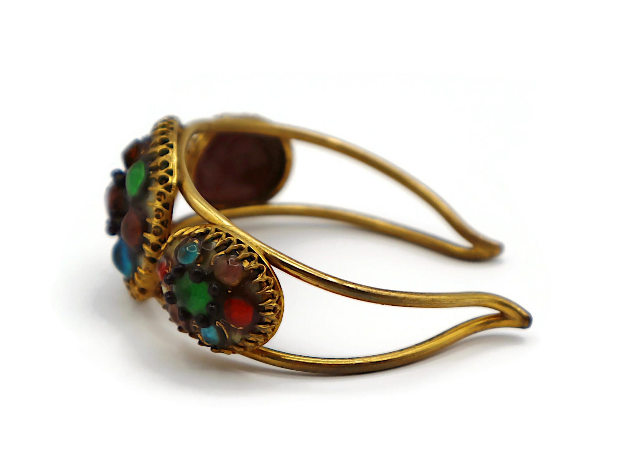 ANDREE BAZOT Paris Bracelet jonc rigide vintage avec cabochons en verre émaillé en vente 4