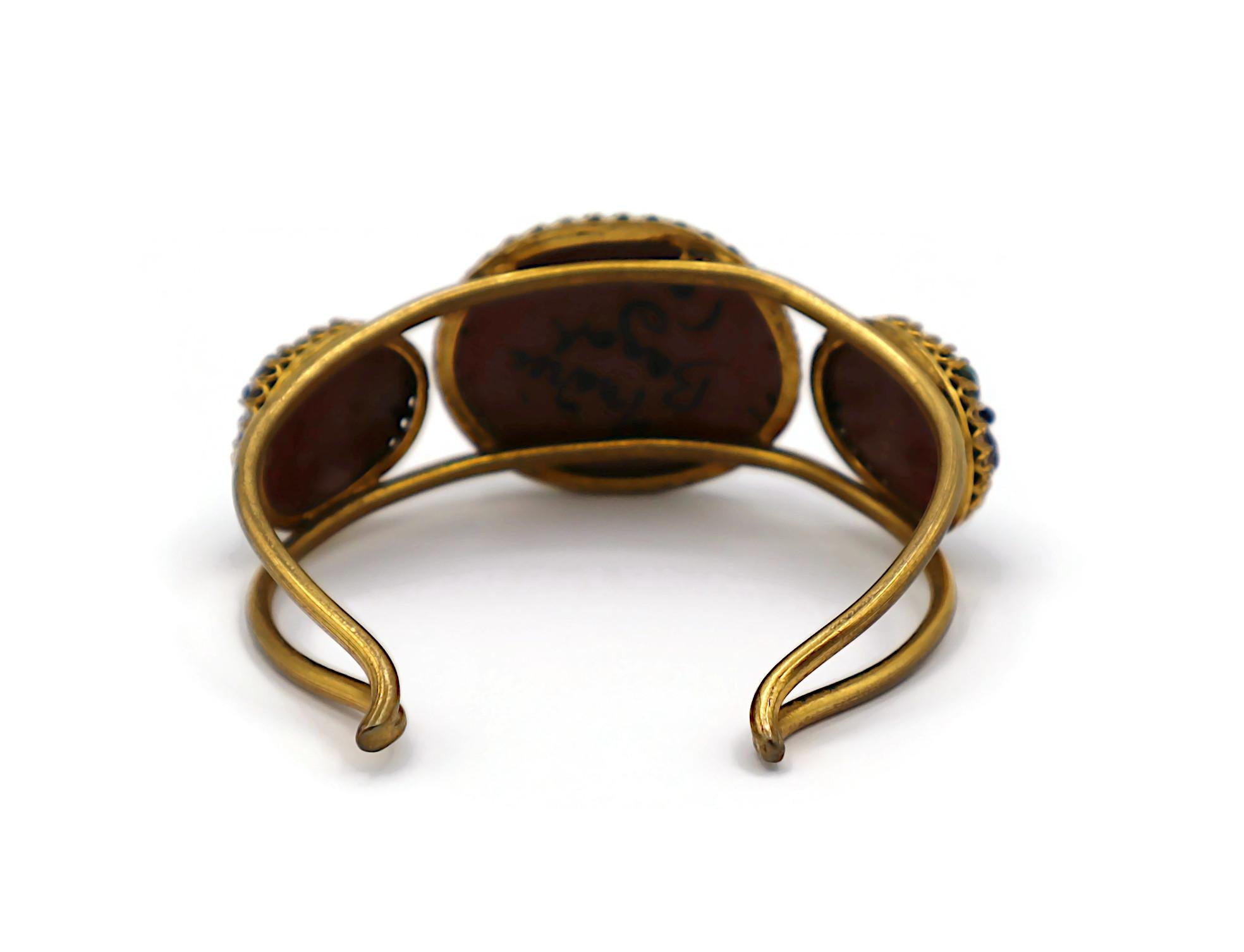 ANDREE BAZOT Paris Bracelet jonc rigide vintage avec cabochons en verre émaillé en vente 5