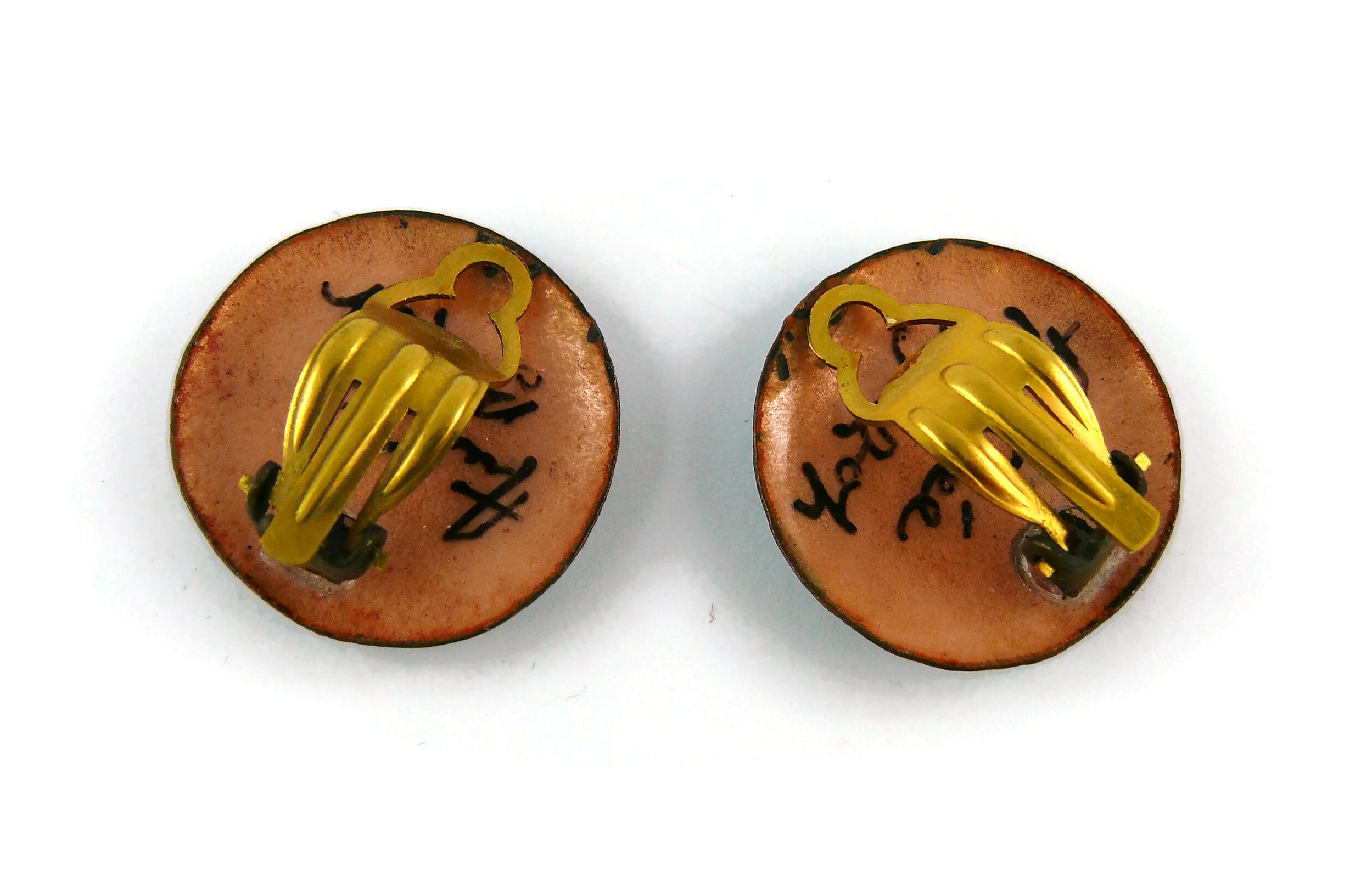 Andree Bazot Vintage Blue Enameled Clip-On Earrings For Sale 1