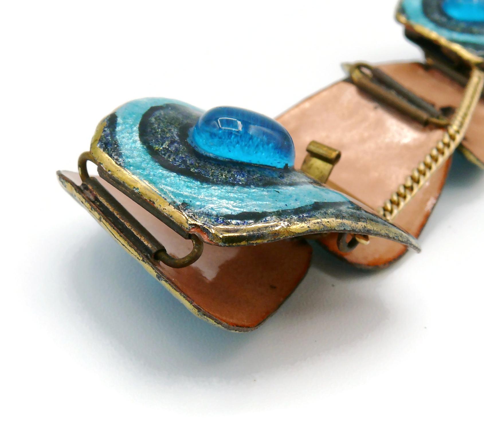 Andree Bazot Vintage Blue Enameled Link Bracelet For Sale 5