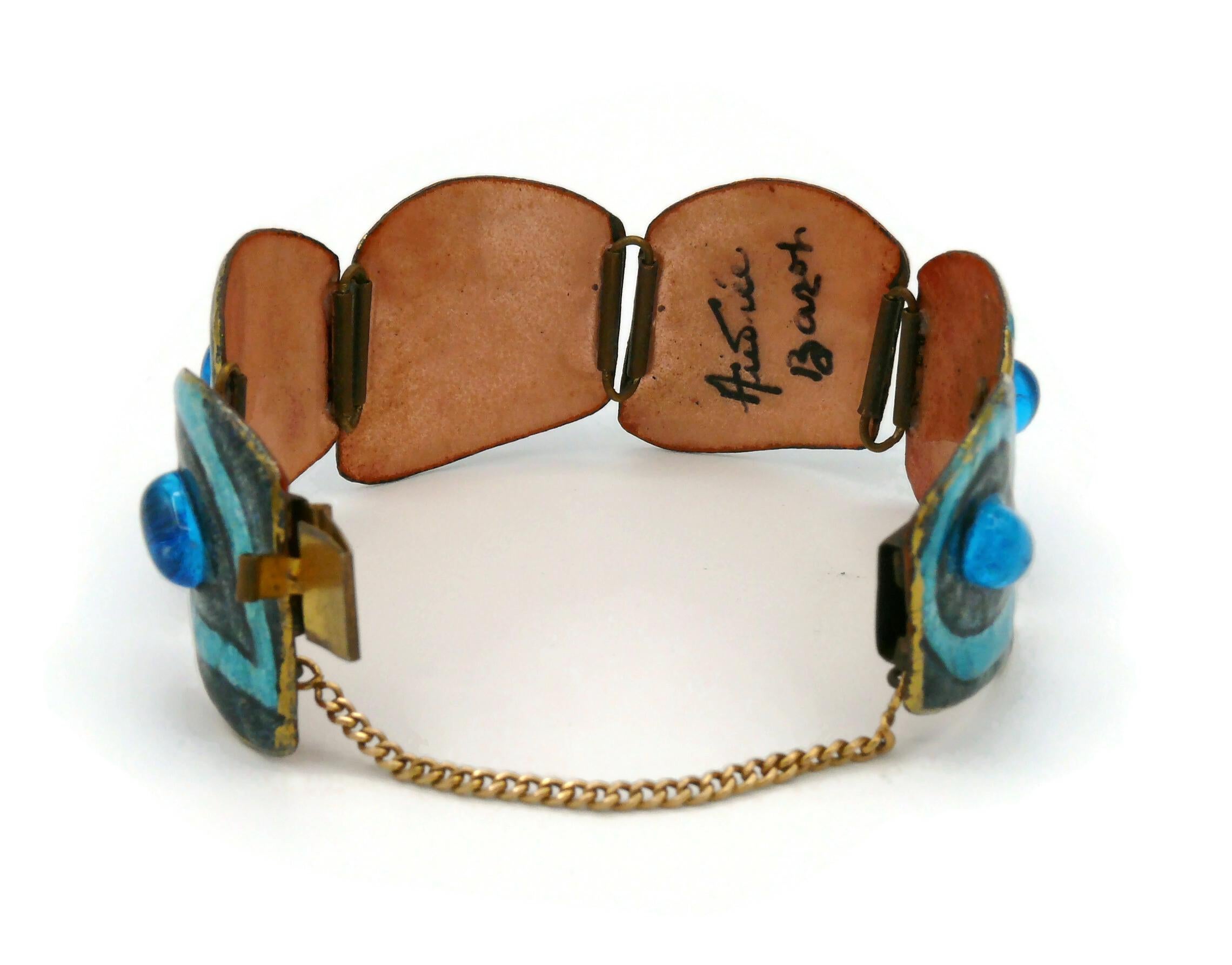 Women's Andree Bazot Vintage Blue Enameled Link Bracelet For Sale