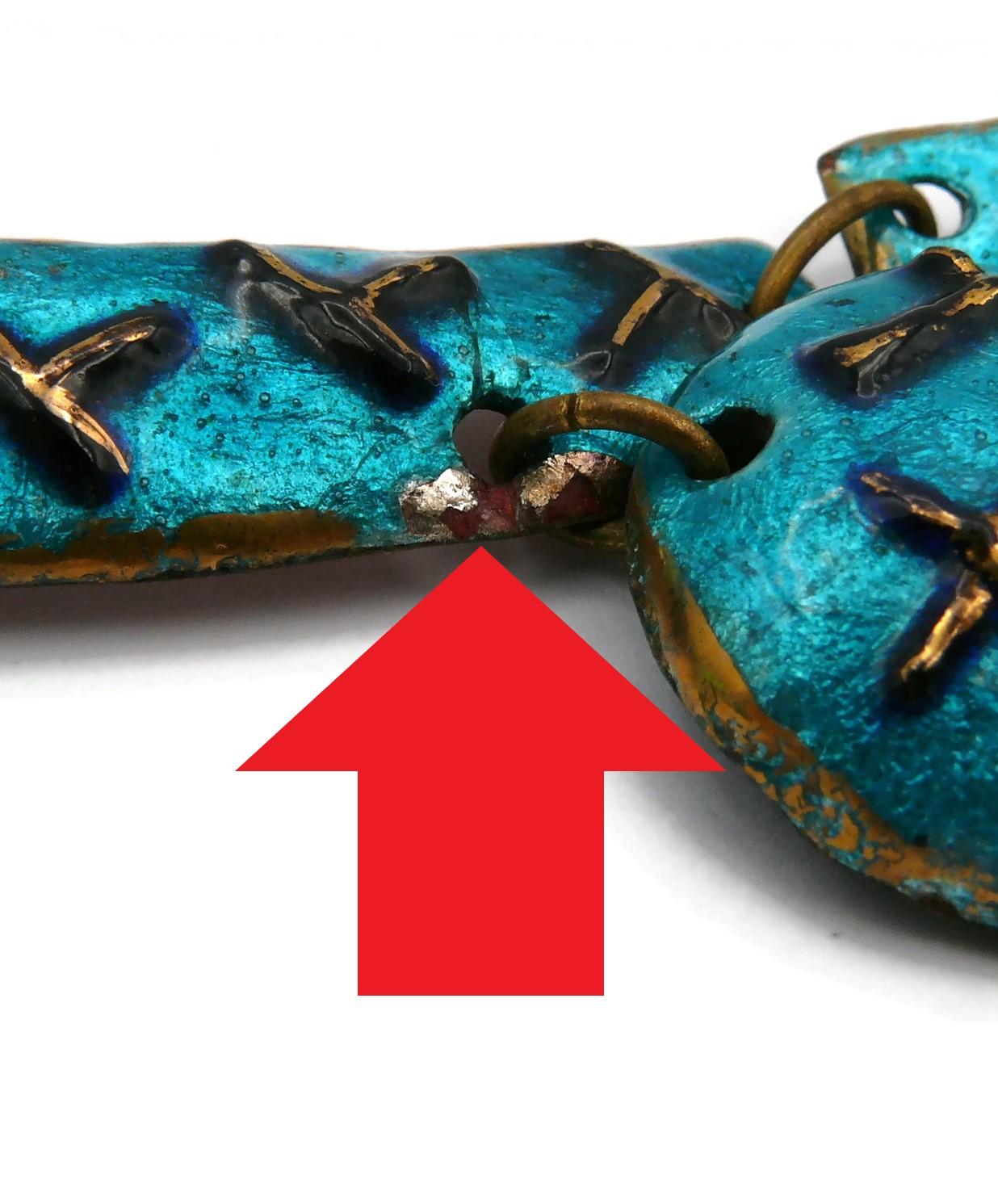 ANDREE BAZOT Vintage Blue Enameled Link Necklace For Sale 8