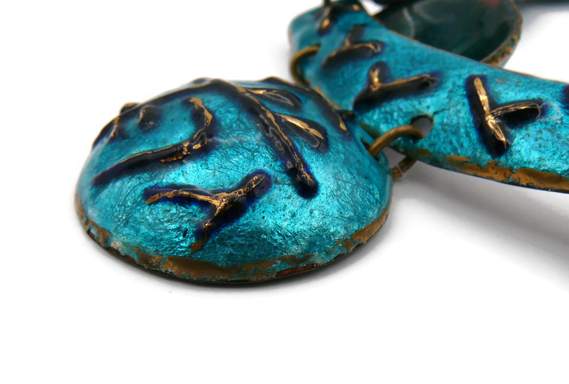 ANDREE BAZOT Vintage Blue Enameled Link Necklace For Sale 10