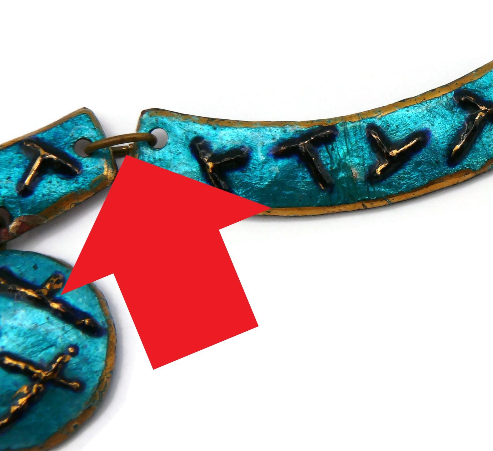 ANDREE BAZOT Vintage Blue Enameled Link Necklace For Sale 11
