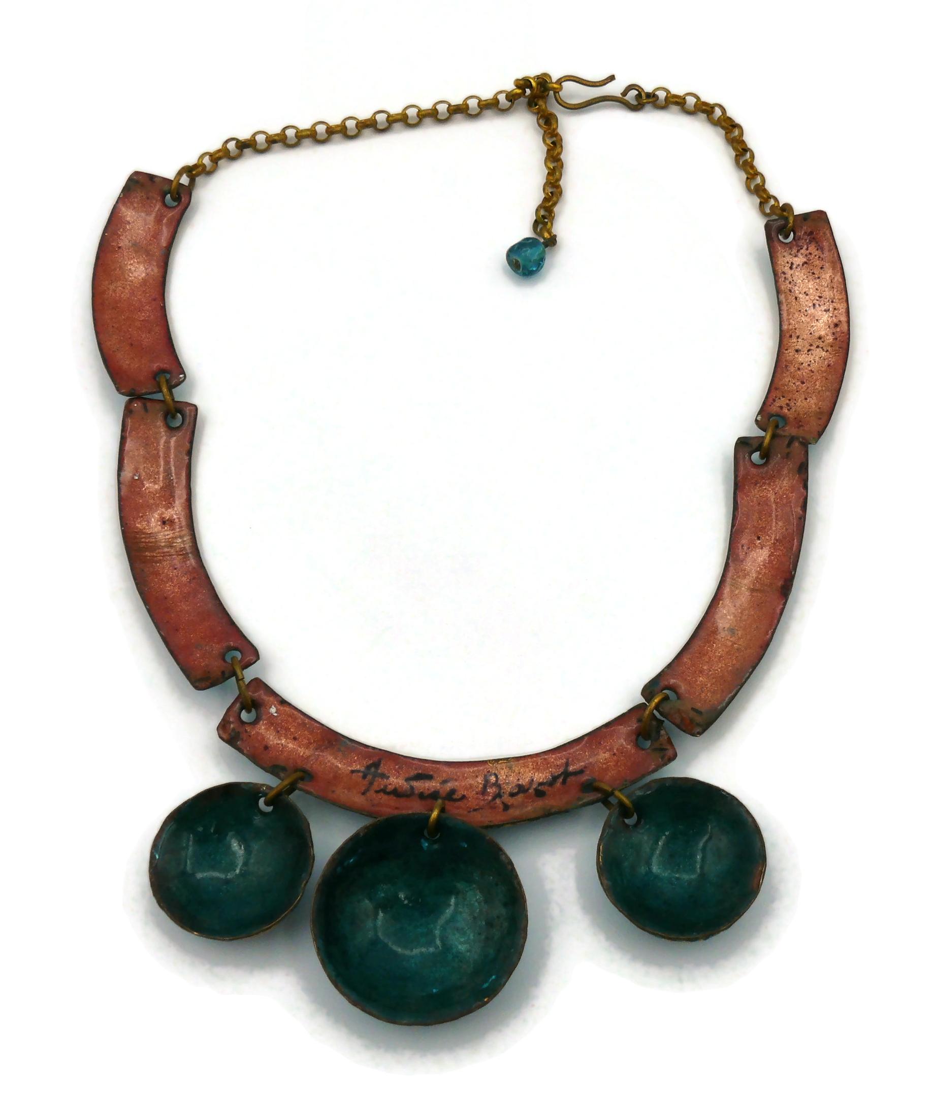 ANDREE BAZOT Vintage Blue Enameled Link Necklace For Sale 1
