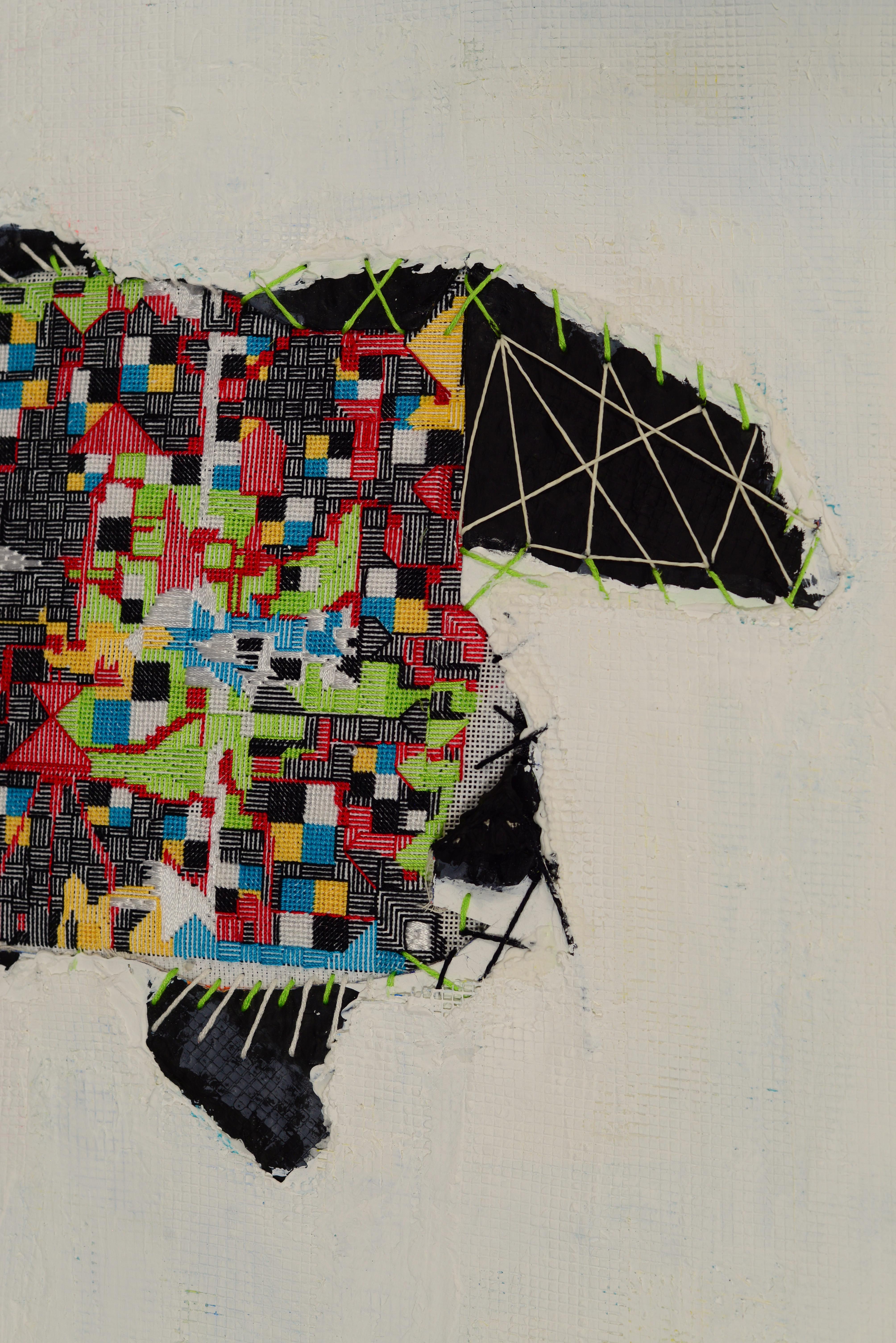 Mahon, Menorca Collection abstract mixed media - Contemporary Mixed Media Art by Andrée B Carter