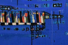 Ora di Cena, collection Motherlode. pigment d'argile abstraite, fil, huile, toile