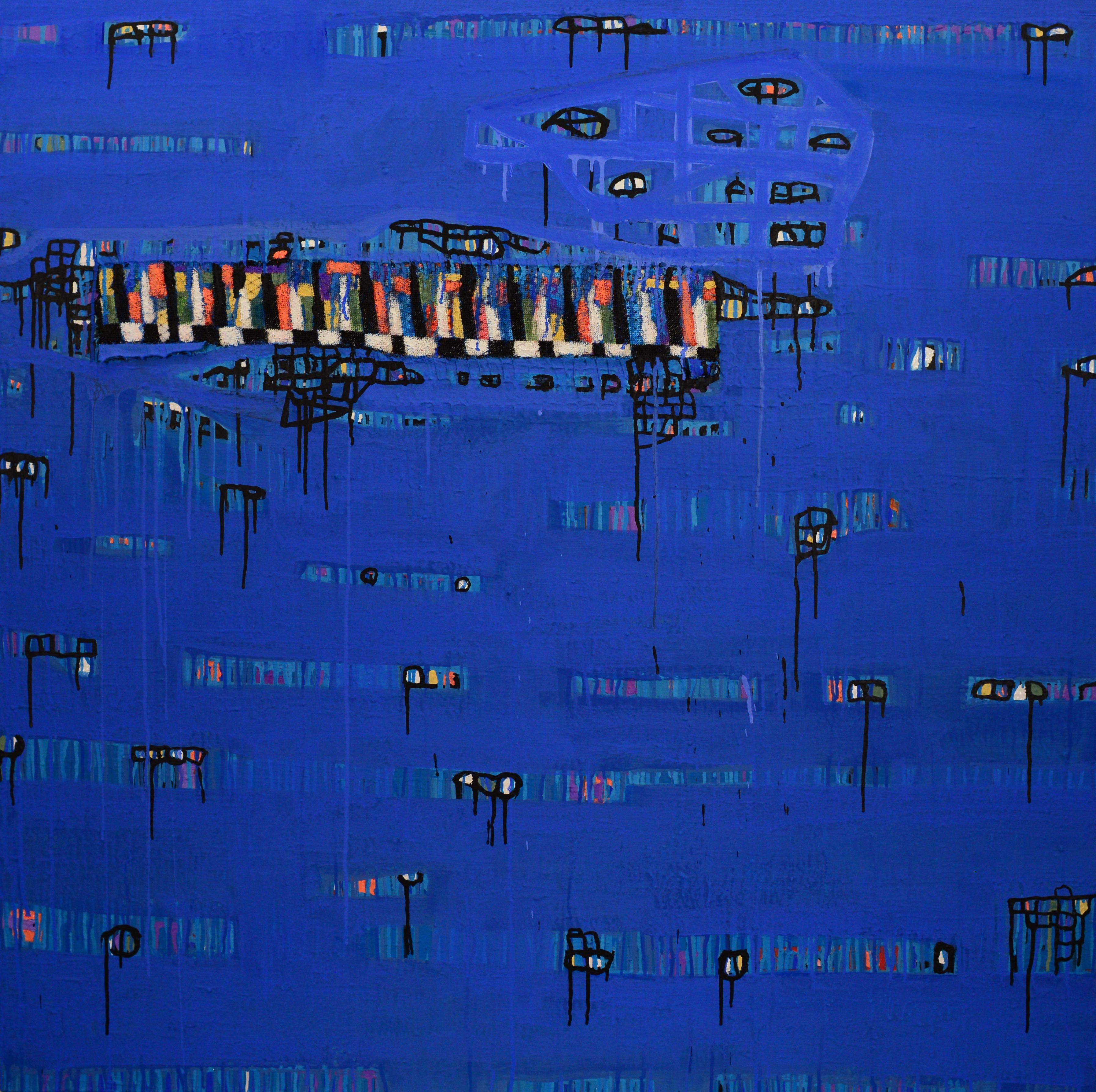 Ora di Cena, Colección Motherlode. abstracto Pigmento de arcilla, hilo, óleo, lienzo