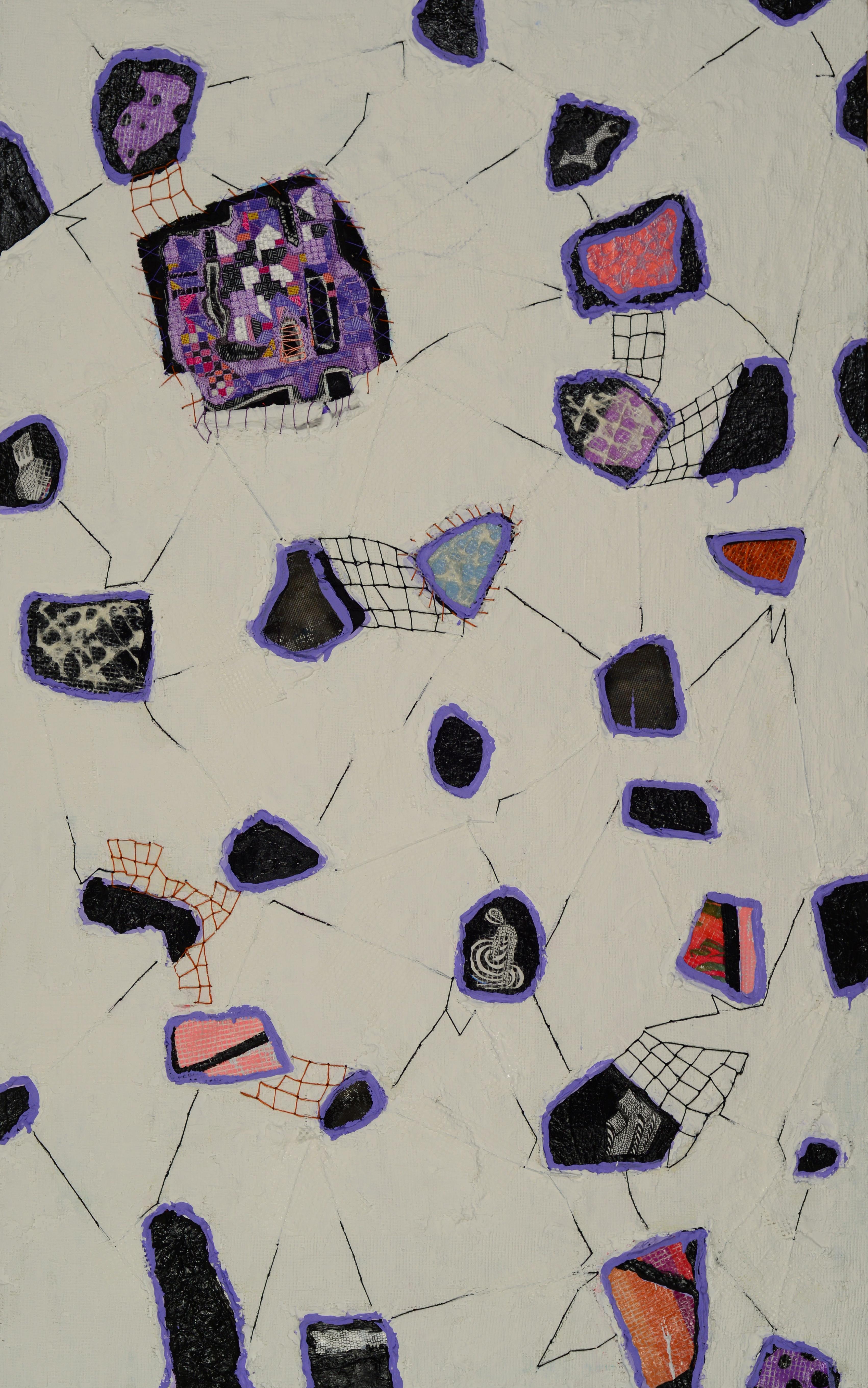 Sant Lluis, Menorca Collection    abstract mixed media resin yarn - Mixed Media Art by Andrée B Carter