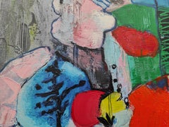 "Colors of Summer", Red Orange Blue Empowering Bouquet Abstract Painting