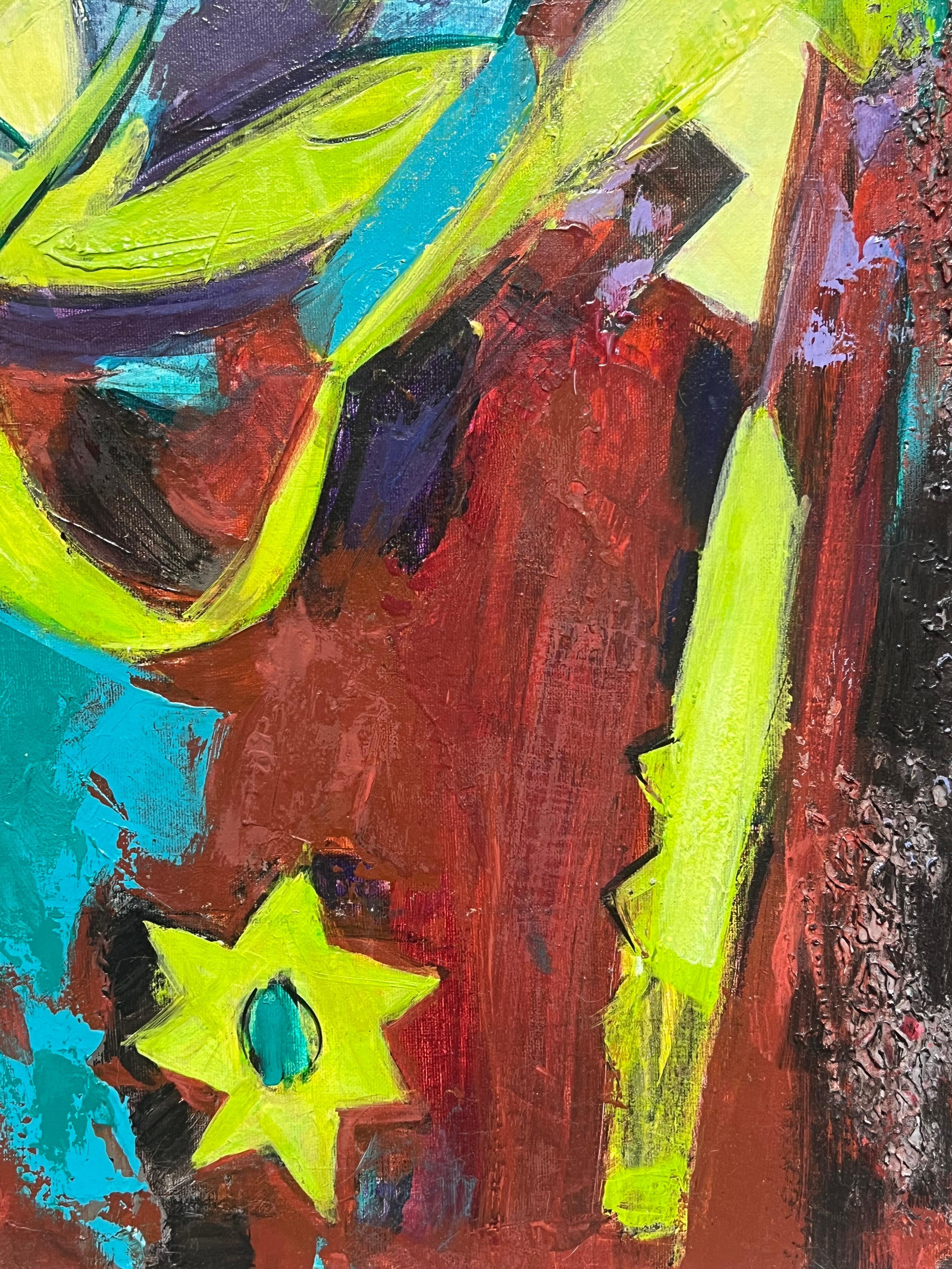 Enorme pintura contemporánea expresionista francesa abstracta modernista de bodegón en venta 1