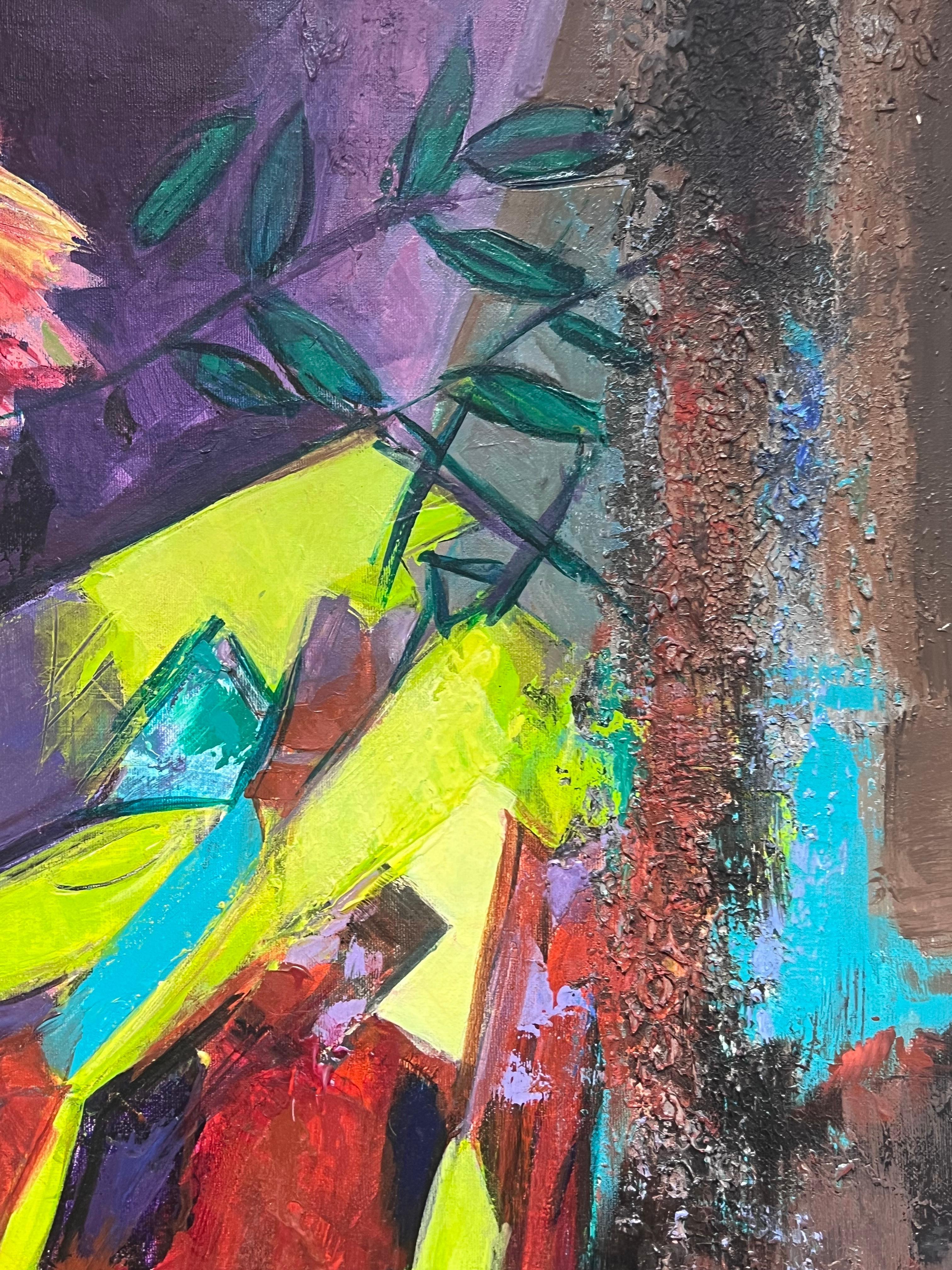 Enorme pintura contemporánea expresionista francesa abstracta modernista de bodegón en venta 3