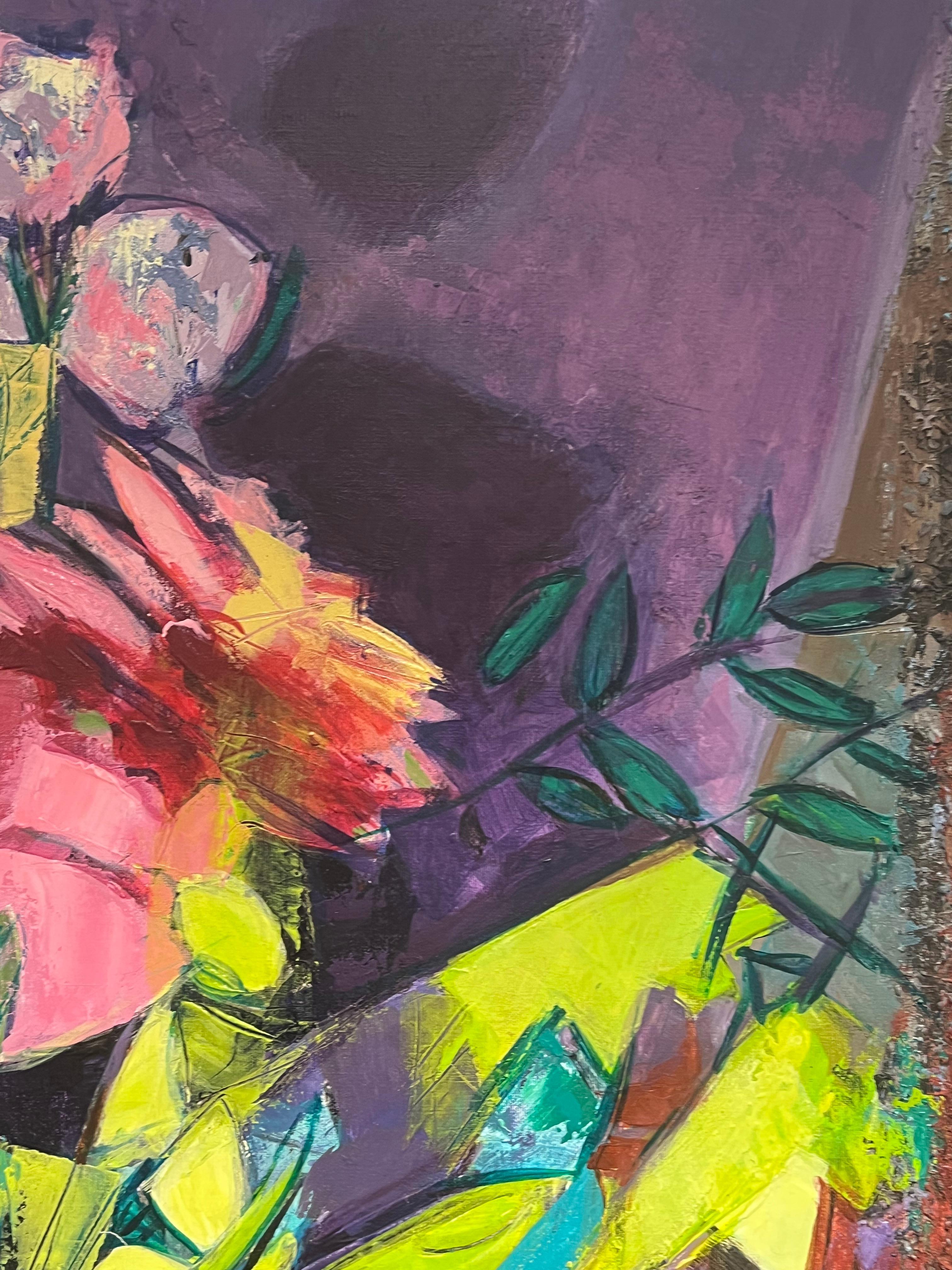 Enorme pintura contemporánea expresionista francesa abstracta modernista de bodegón en venta 4