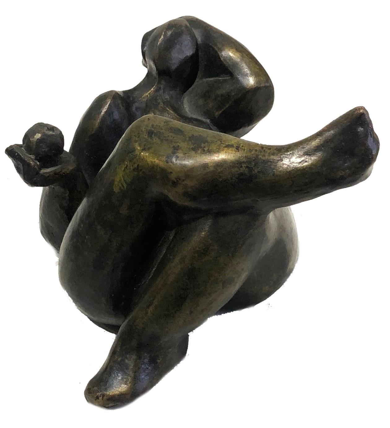 Cast Andrée Hochar Fattal, Forbidden Fruit, Modernist Bronze Sculpture, 20th C. For Sale