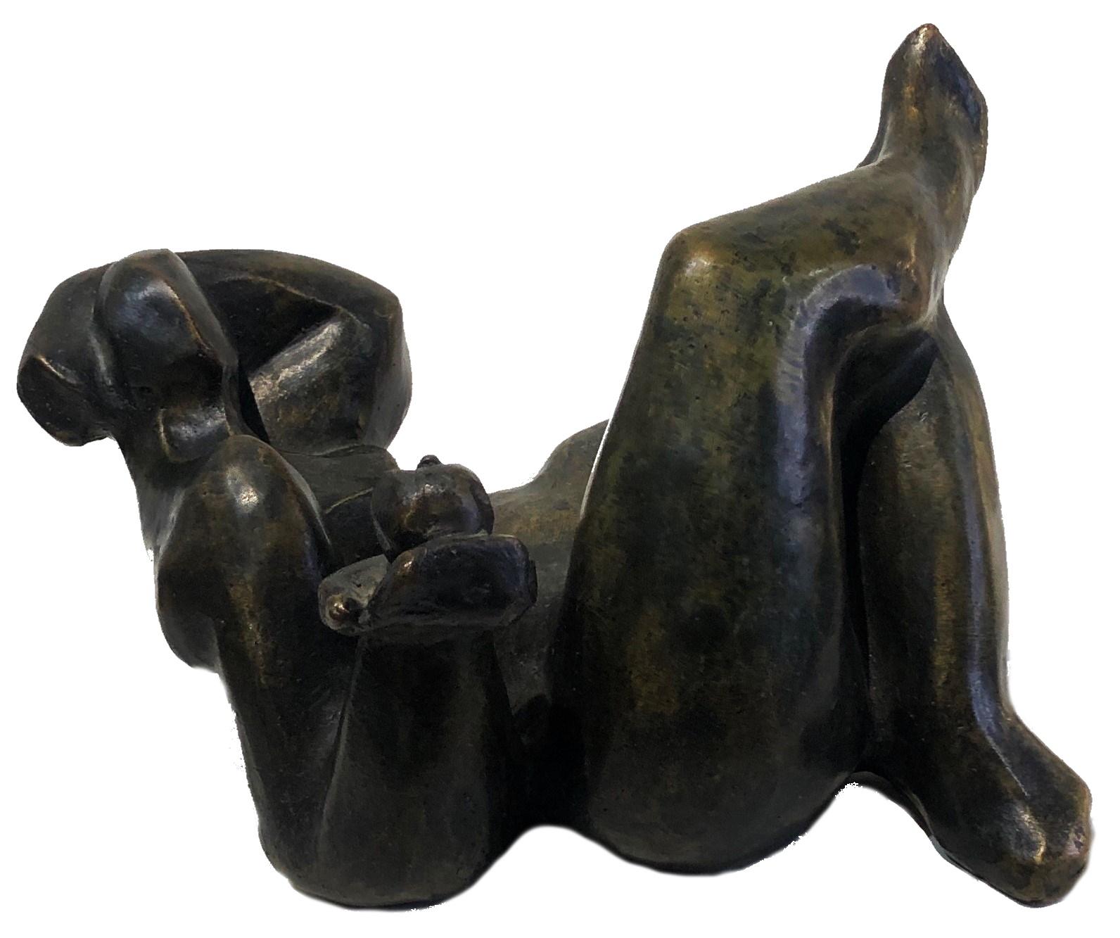 Andrée Hochar Fattal, Forbidden Fruit, Modernist Bronze Sculpture, 20th C. In Good Condition For Sale In New York, NY