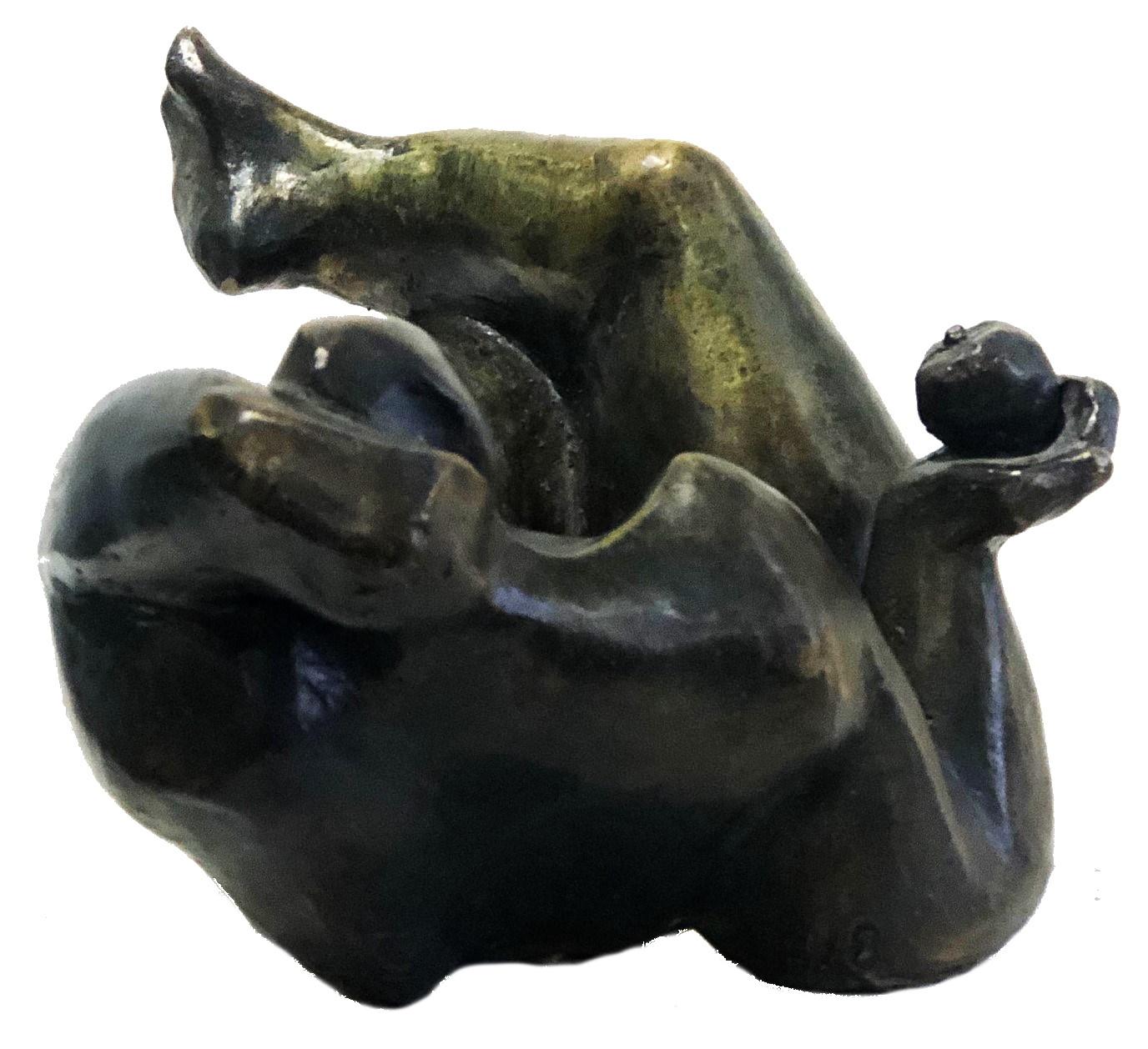 Late 20th Century Andrée Hochar Fattal, Forbidden Fruit, Modernist Bronze Sculpture, 20th C. For Sale