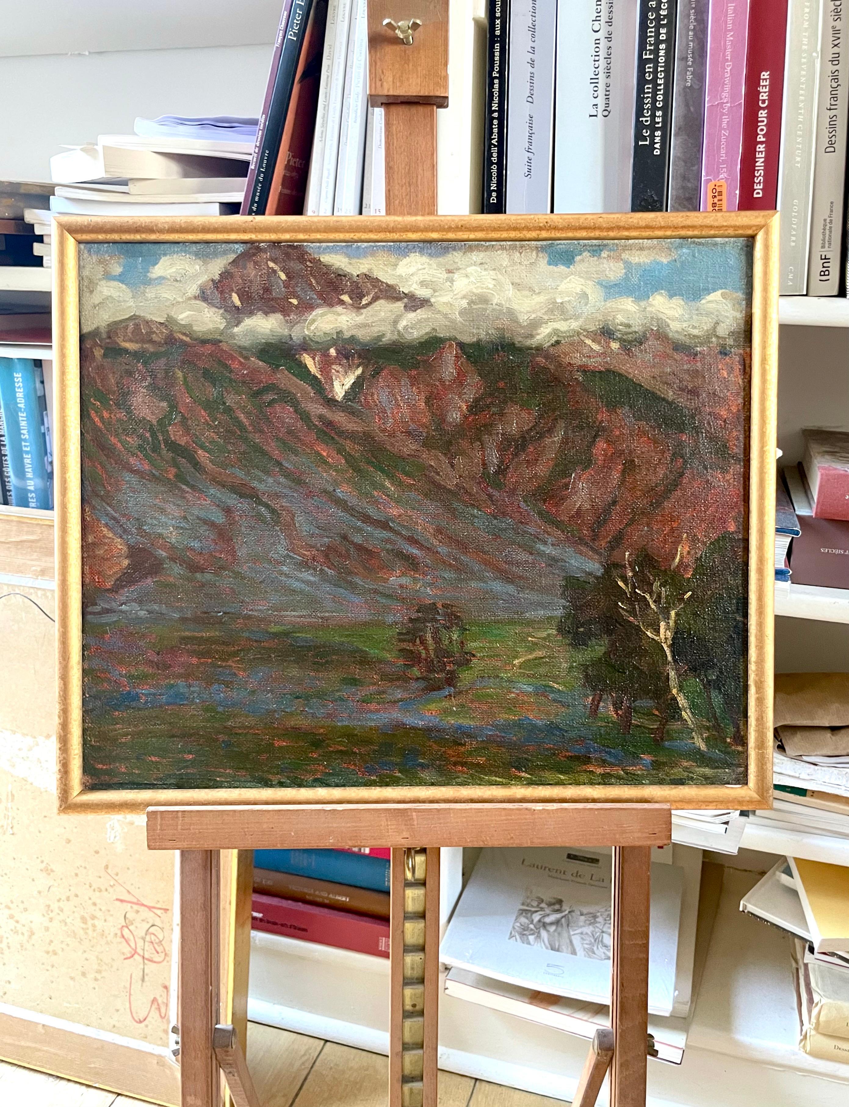 Vista di una montagna a Sonarmag, regione del Kashmir, Himalaya - Painting Postimpressionismo di Andrée Karpèles
