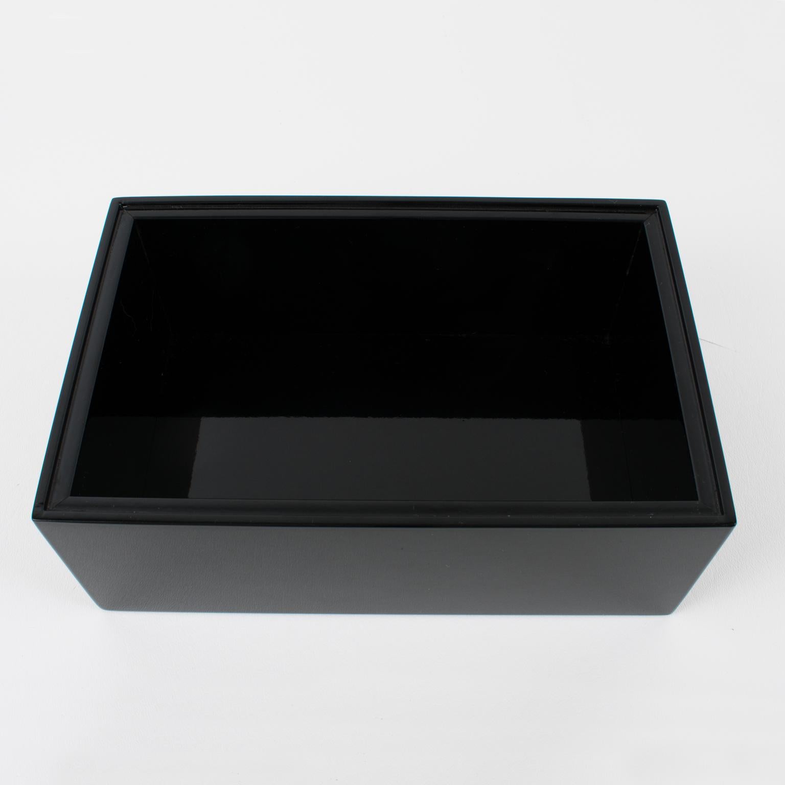 French Andrée Putman for Christofle Silver Plate and Black Lacquer Vertigo Box