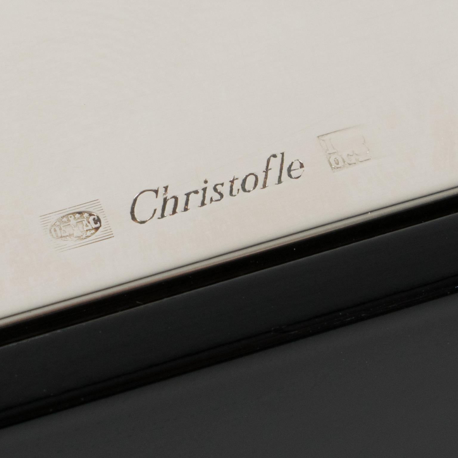 20th Century Andrée Putman for Christofle Silver Plate and Black Lacquer Vertigo Box