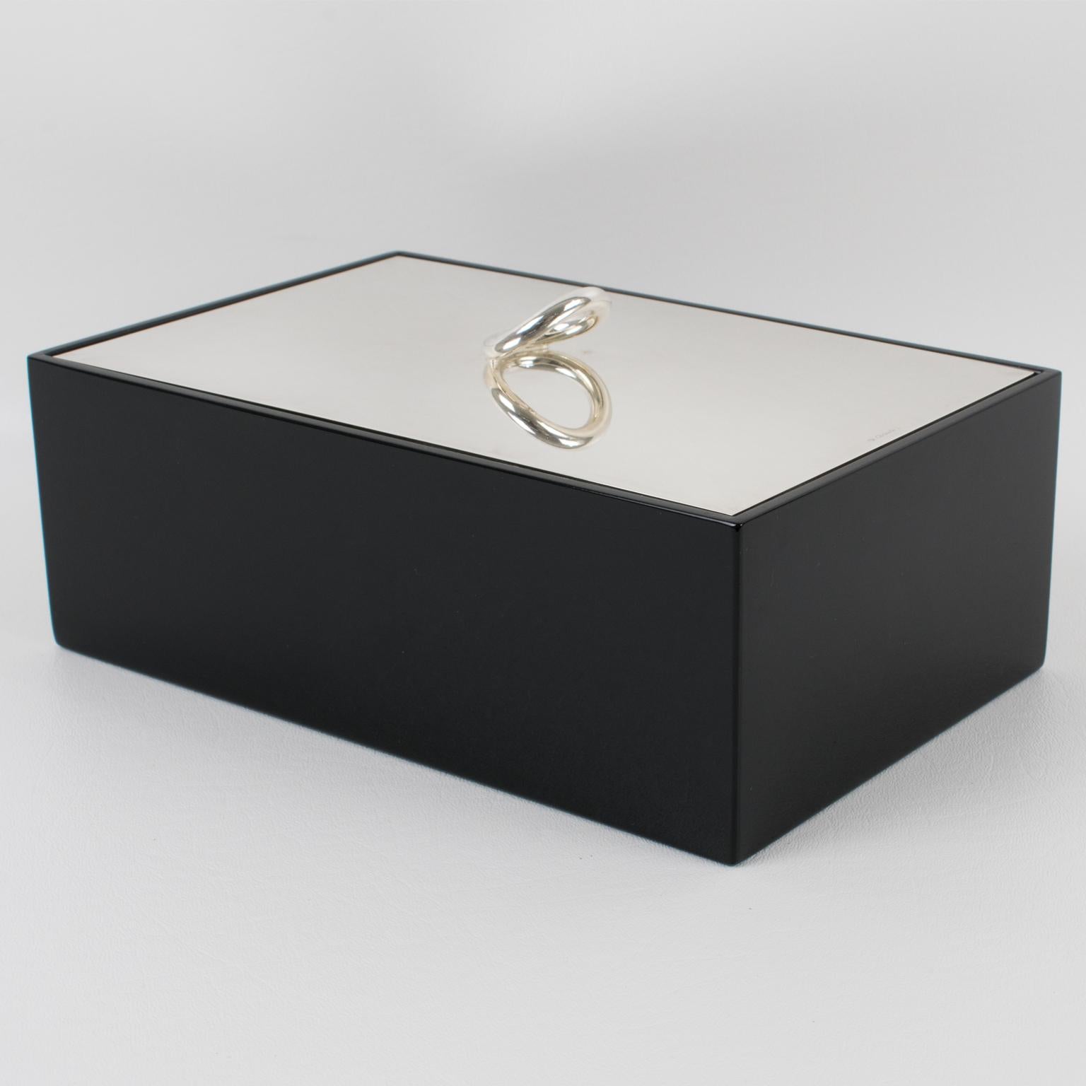 Andrée Putman for Christofle Silver Plate and Black Lacquer Vertigo Box 1