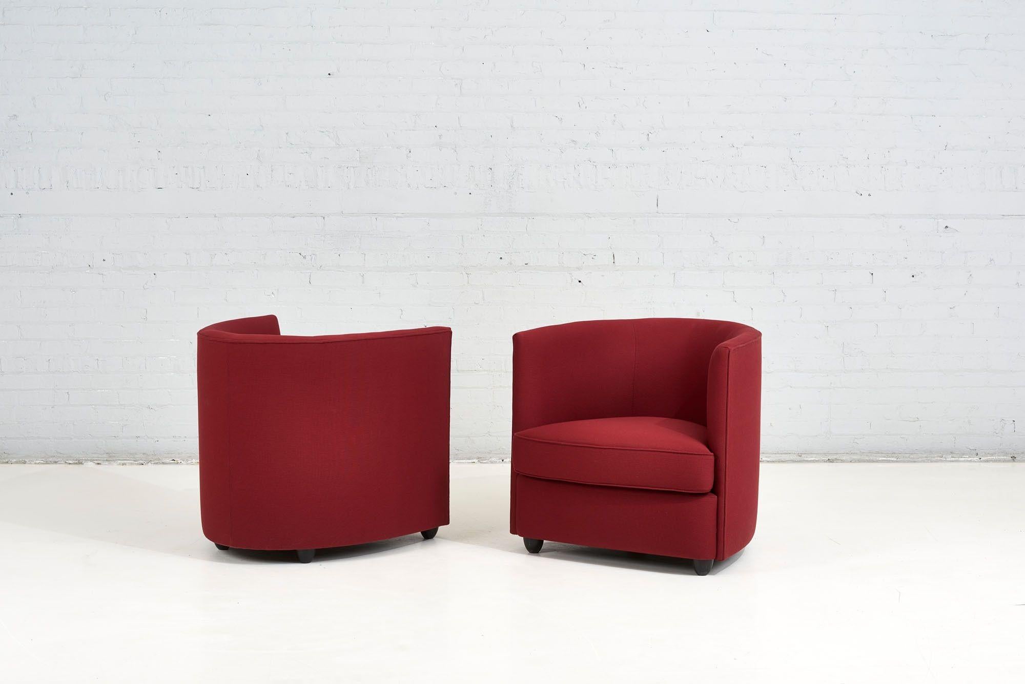 Upholstery Andree Putman Pair Crescent Lounge Chair, 1980 For Sale