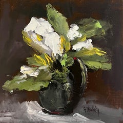 Jolies Fleurs Blanches by Andree Thobaty, French Contemporary Floral Painting
