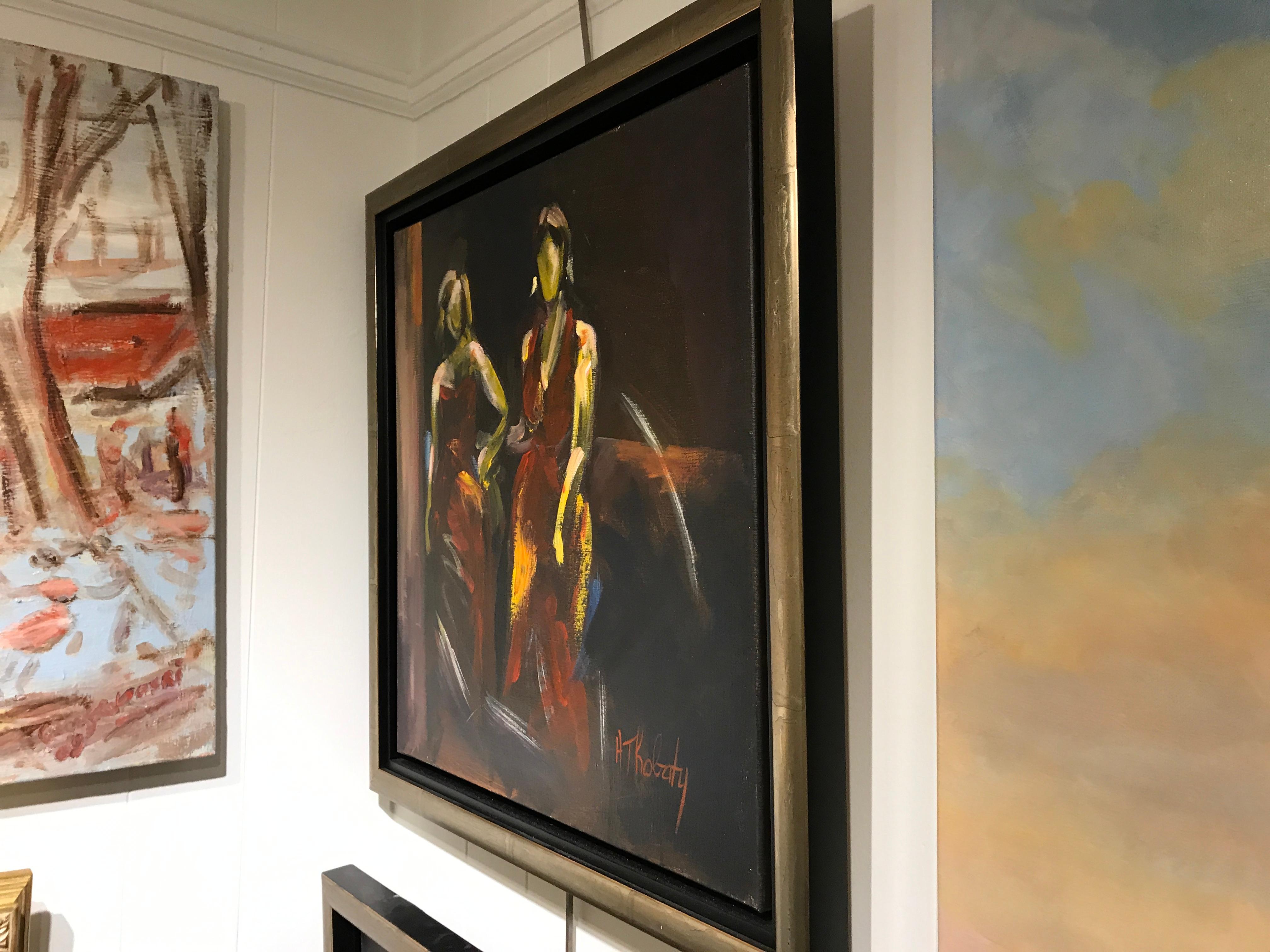 Two Women by Andrée Thobaty, Framed French Oil on Canvas Figurative Painting 1