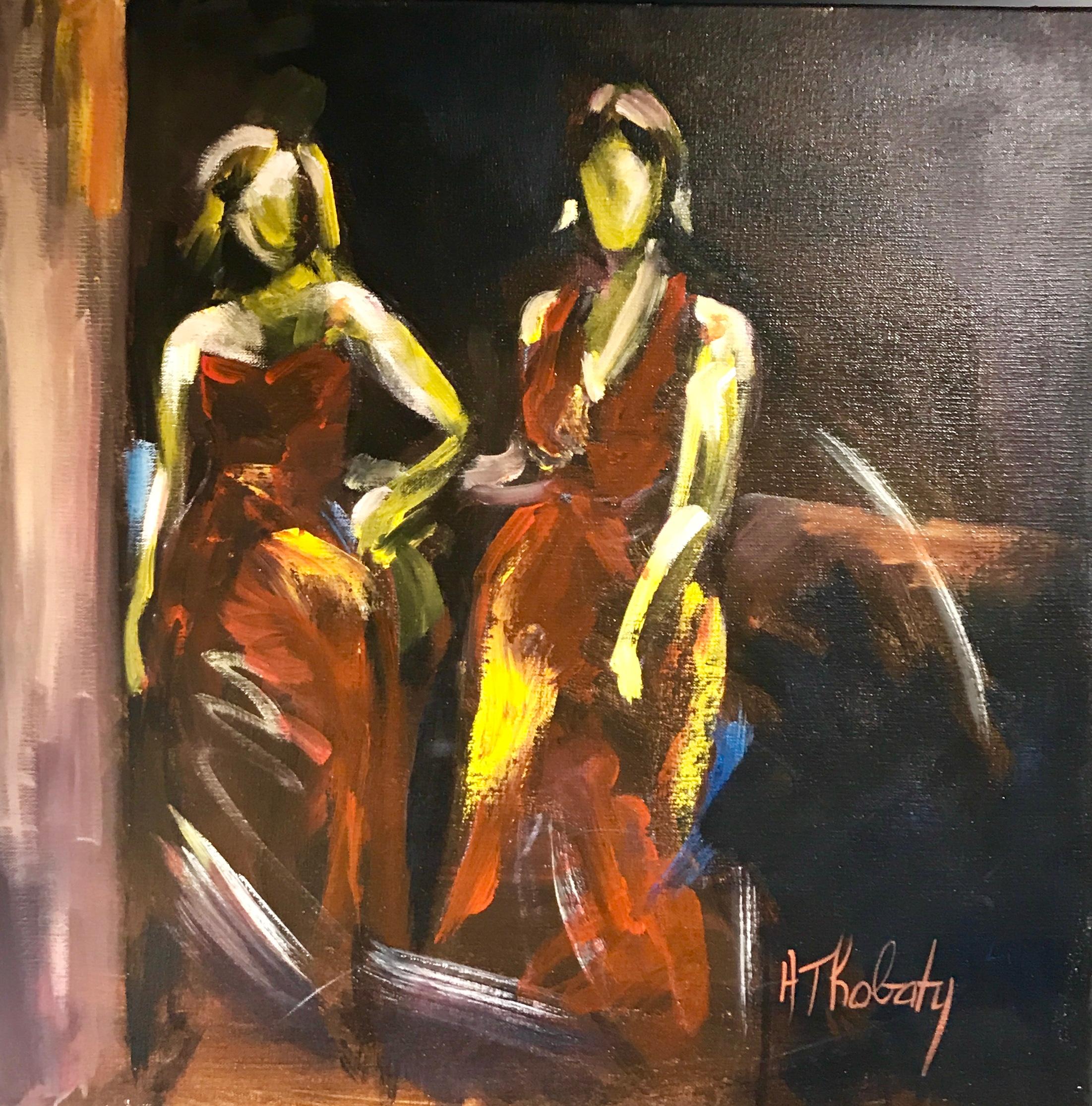 two women painting