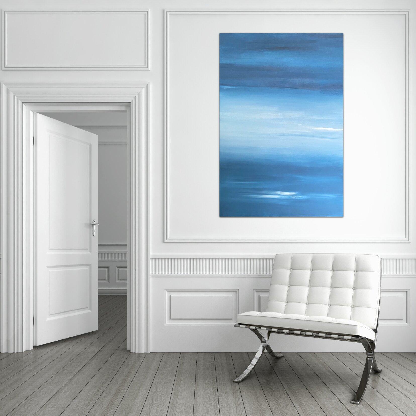 Crepuscolo sul mare, Pittura, Acrilico su tela - Abstract Painting Blu di Andreea Zecheru