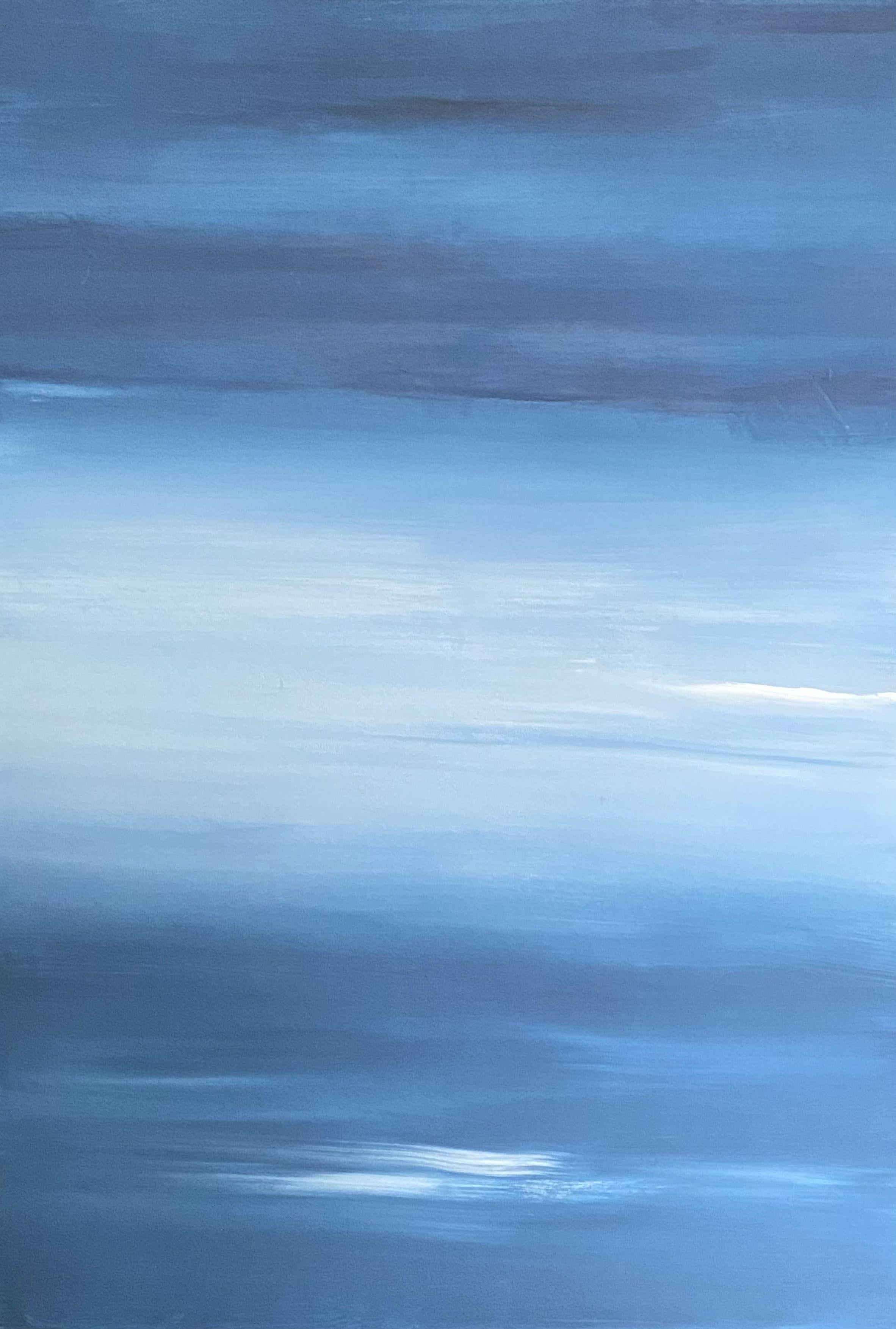 Abstract Painting di Andreea Zecheru - Crepuscolo sul mare, Pittura, Acrilico su tela
