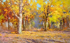 Foresta d'autunno dipinto ad olio con cornice originale di Andrei Belaichuk