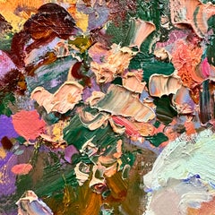 Bouquet sur or - Peinture à l'huile originale avec fleurs d'Andrea Belaichuk