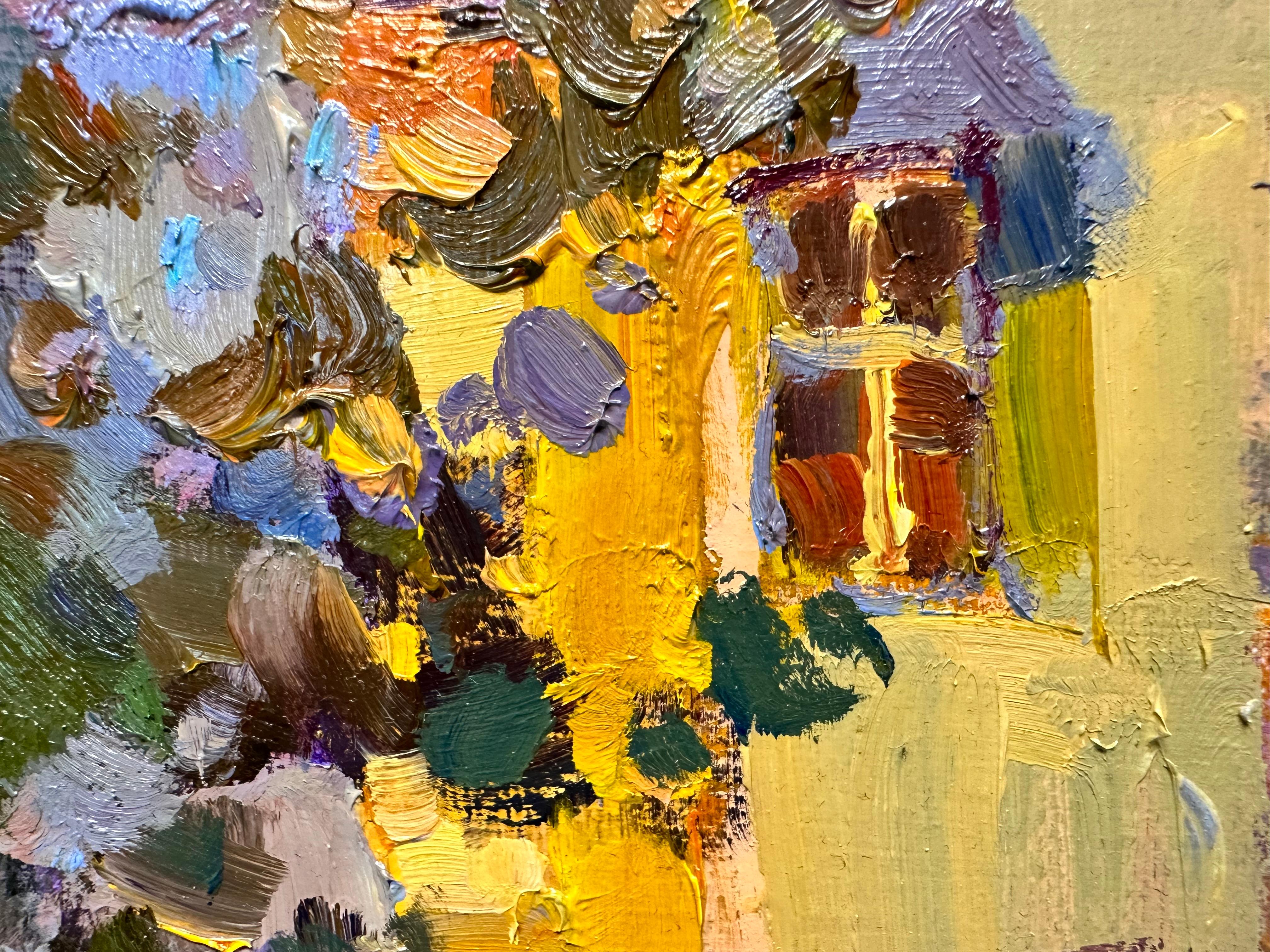 Cortile serale Pittura a olio originale impressionista di Andrei Belaichuk 4